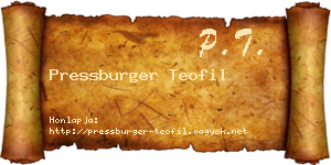 Pressburger Teofil névjegykártya